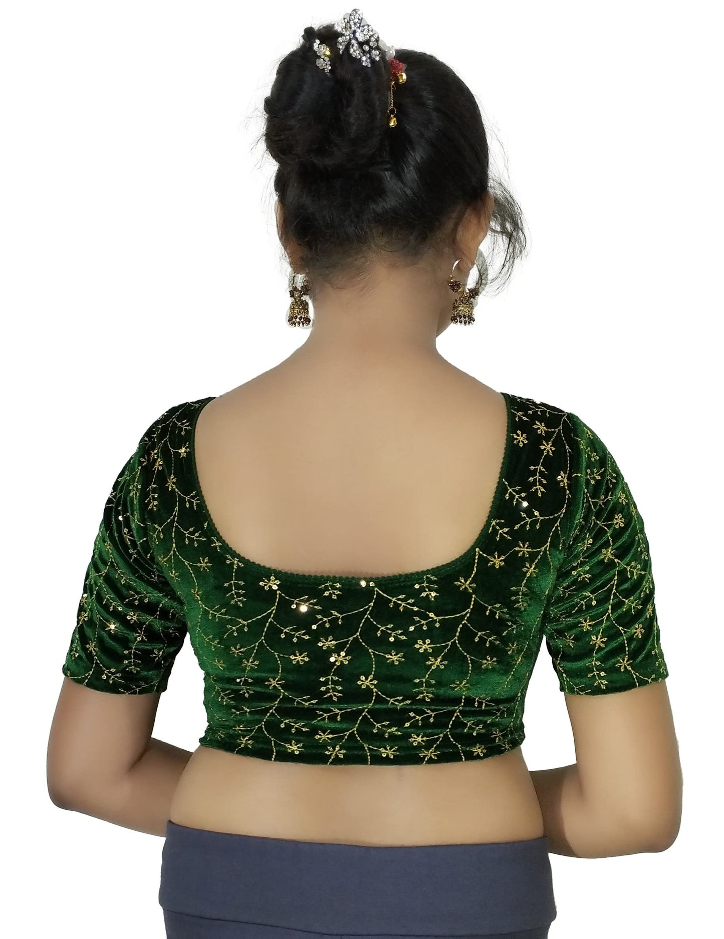 Velvet Saree Blouse with Golden Embroidery