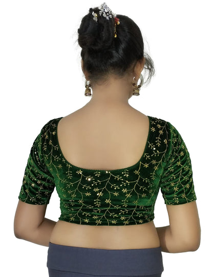 Velvet Saree Blouse with Golden Embroidery