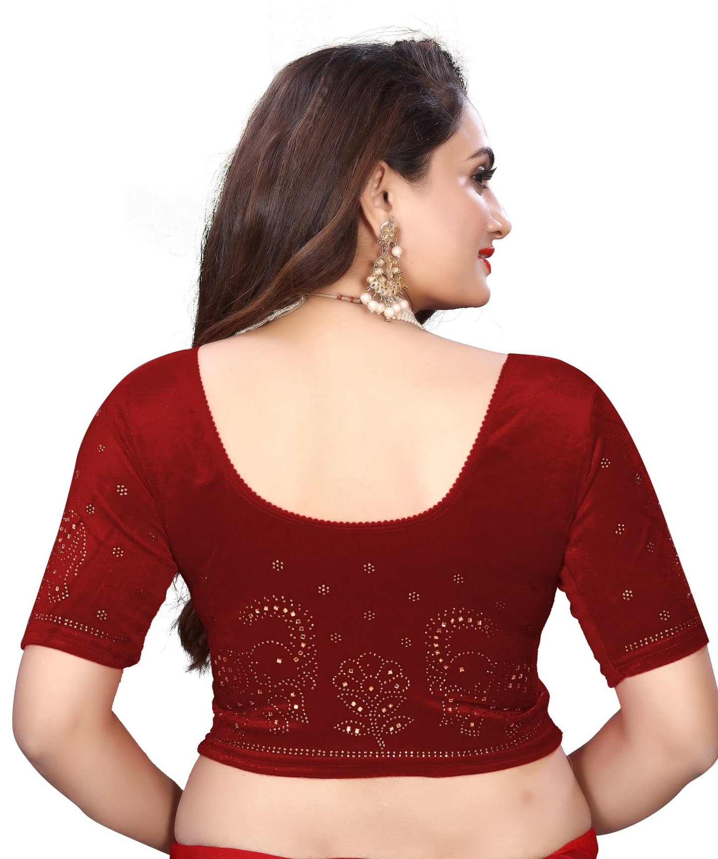 Velvet Blouse with Shimmering Golden Diamond Work
