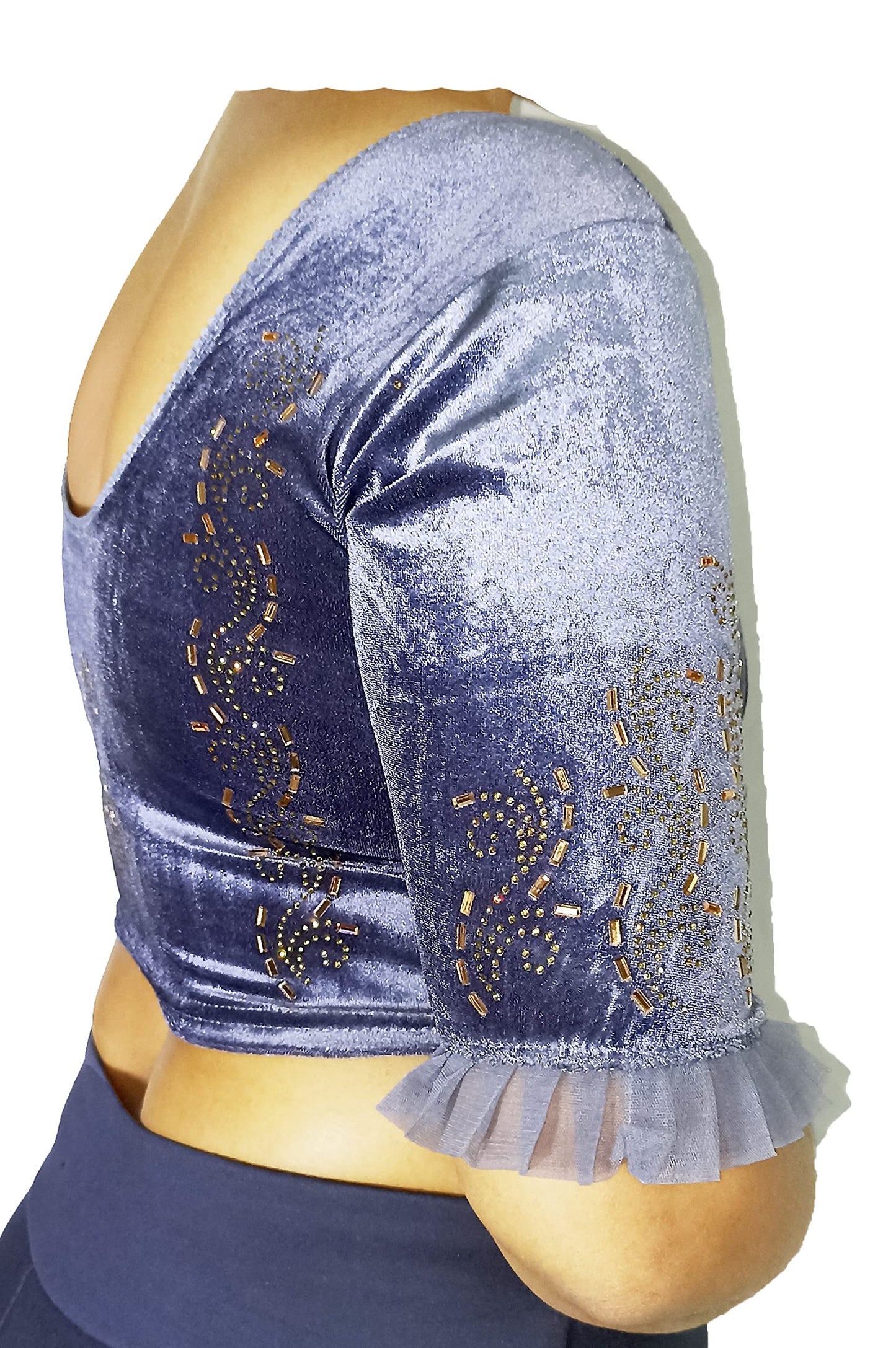 Partywear Soft Velvet Blouse with Stone Work