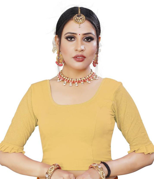 PU Fashion Pure Cotton Stretchable Saree Blouse – Breathable, Skin-Friendly, Full Sleeve