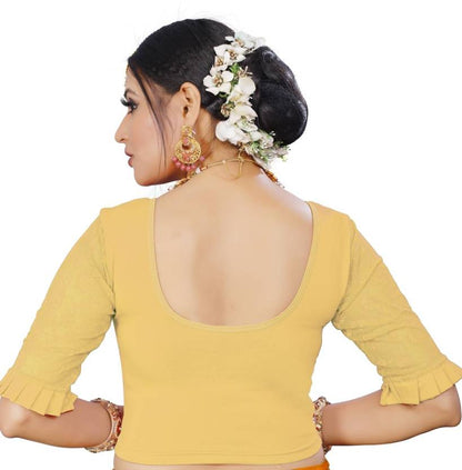 PU Fashion Pure Cotton Stretchable Saree Blouse – Breathable, Skin-Friendly, Full Sleeve