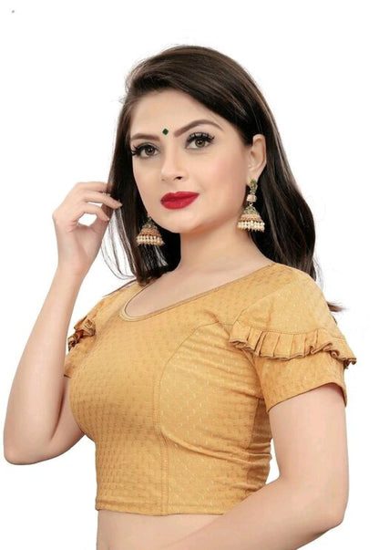 PU Fashion Fancy Frill Sleeve Blouse – Stylish Stretchable Readymade Saree Blouse