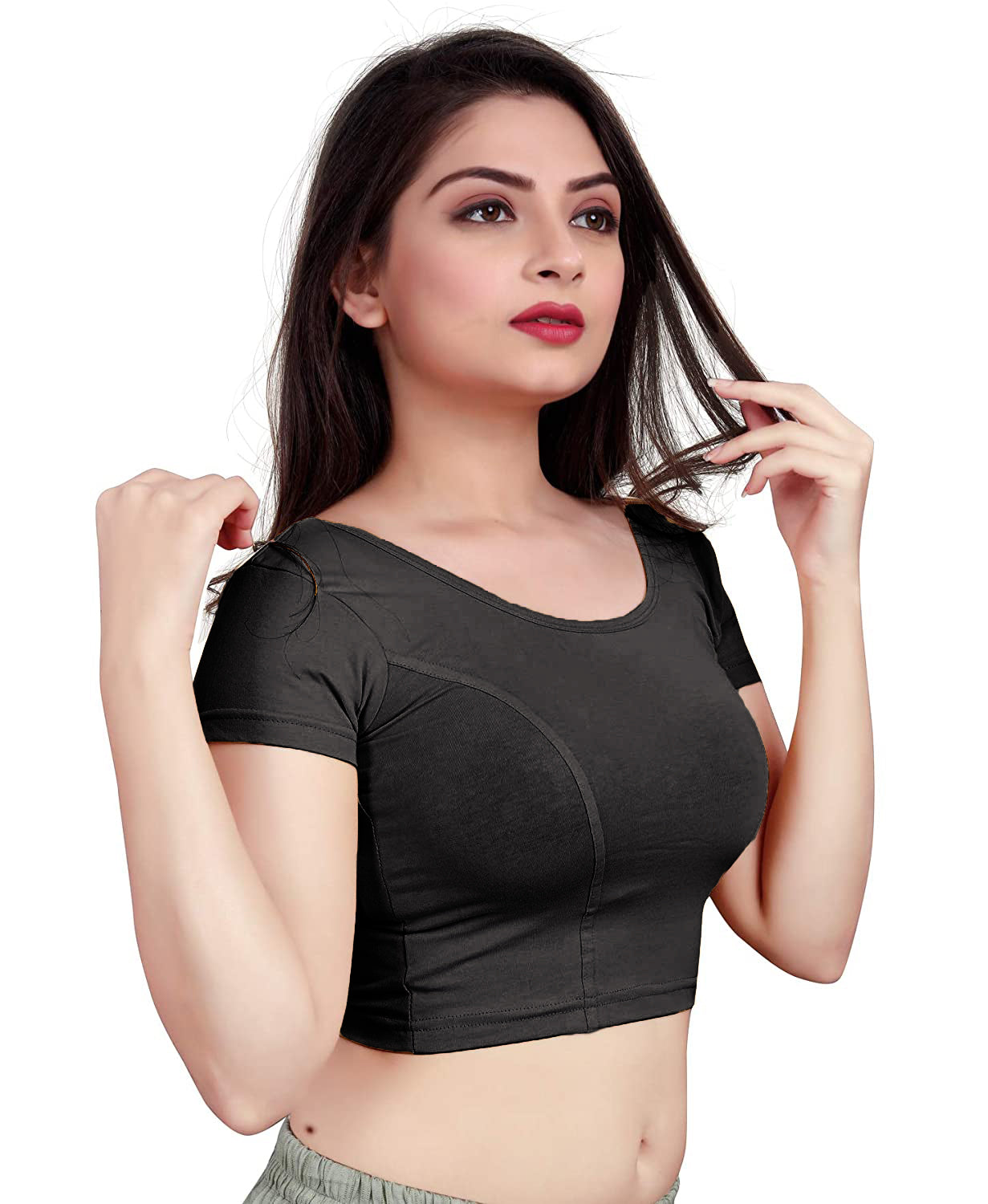 PU Fashion Stretchable Cotton Lycra Blouse – Short Sleeve Readymade Choli