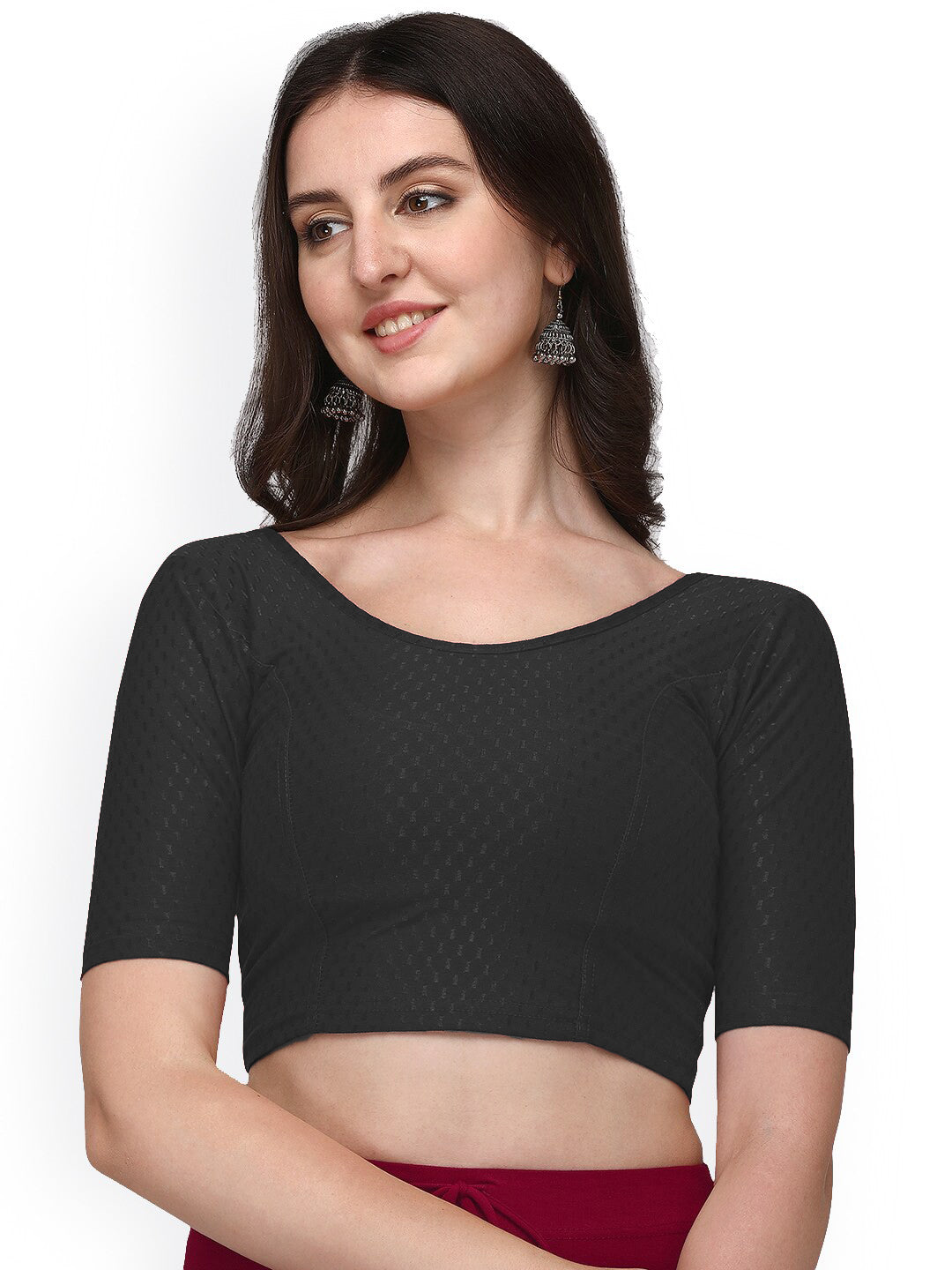 PU Fashion Cotton Stretchable Elbow Sleeve Saree Blouse – Soft & Stylish