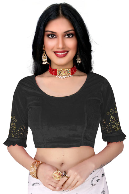 PU Fashion Stretchable Sequin Embroidery Blouse for Saree, Lehenga & Party Wear