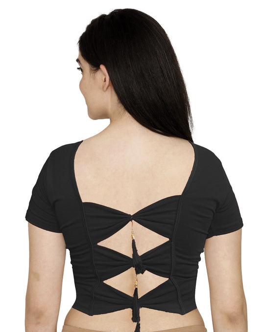 PU Fashion Backless Butterfly Blouse – Stylish Cotton Stretchable Saree Blouse