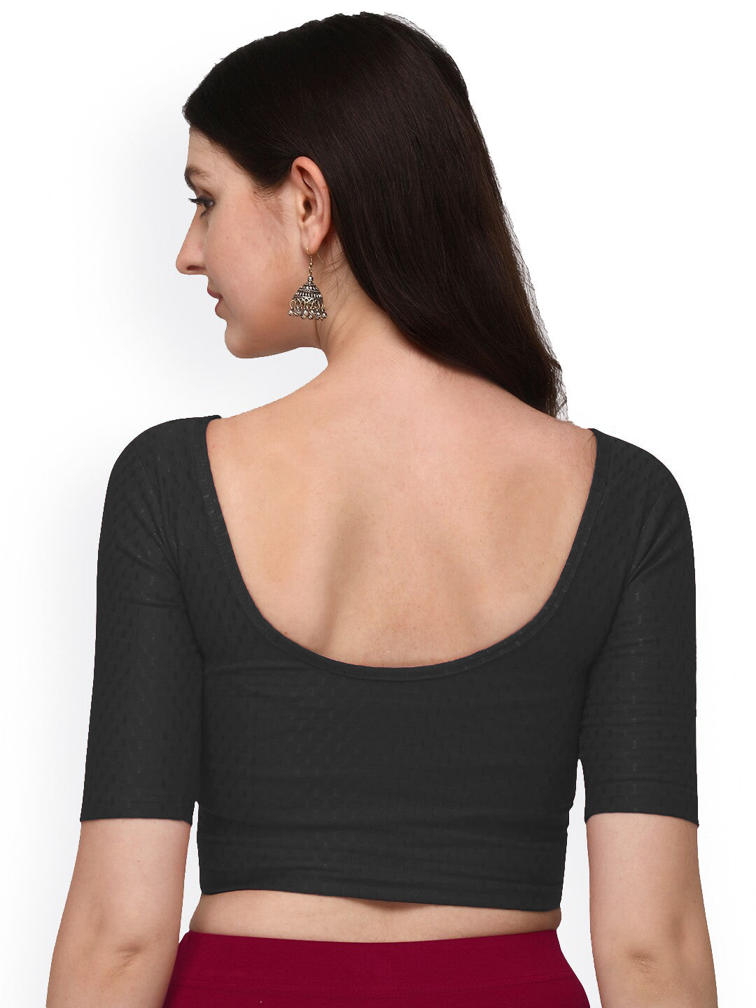 PU Fashion Cotton Stretchable Elbow Sleeve Saree Blouse – Soft & Stylish