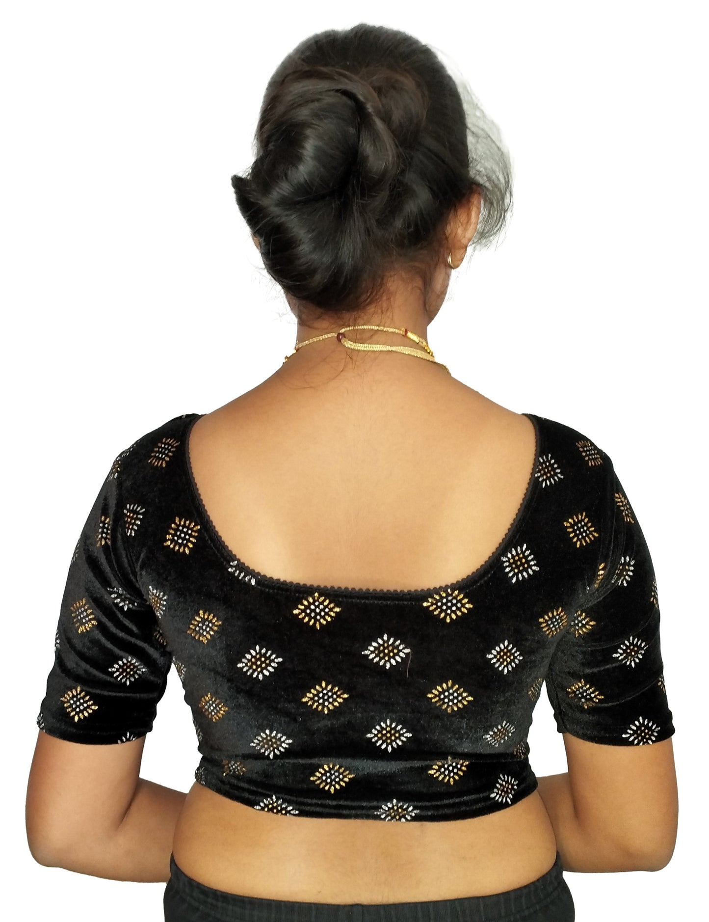 PU Fashion Stretchable Velvet Sequin Blouse for Saree, Lehenga, and Party Wear
