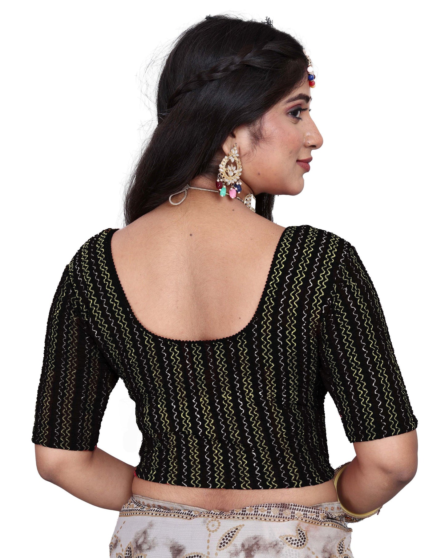 PU Fashion Designer Stretchable Embroidery Blouse for Saree & Lehenga