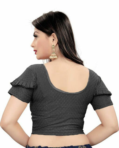 PU Fashion Fancy Frill Sleeve Blouse – Stylish Stretchable Readymade Saree Blouse