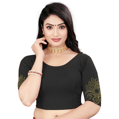 PU Fashion Readymade Lycra Blouse with Frill & Stone Work