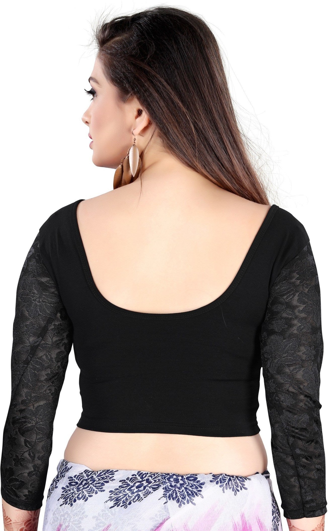 PU Fashion Stretchable Cotton Lycra Blouse – Readymade Long Sleeve Net Choli