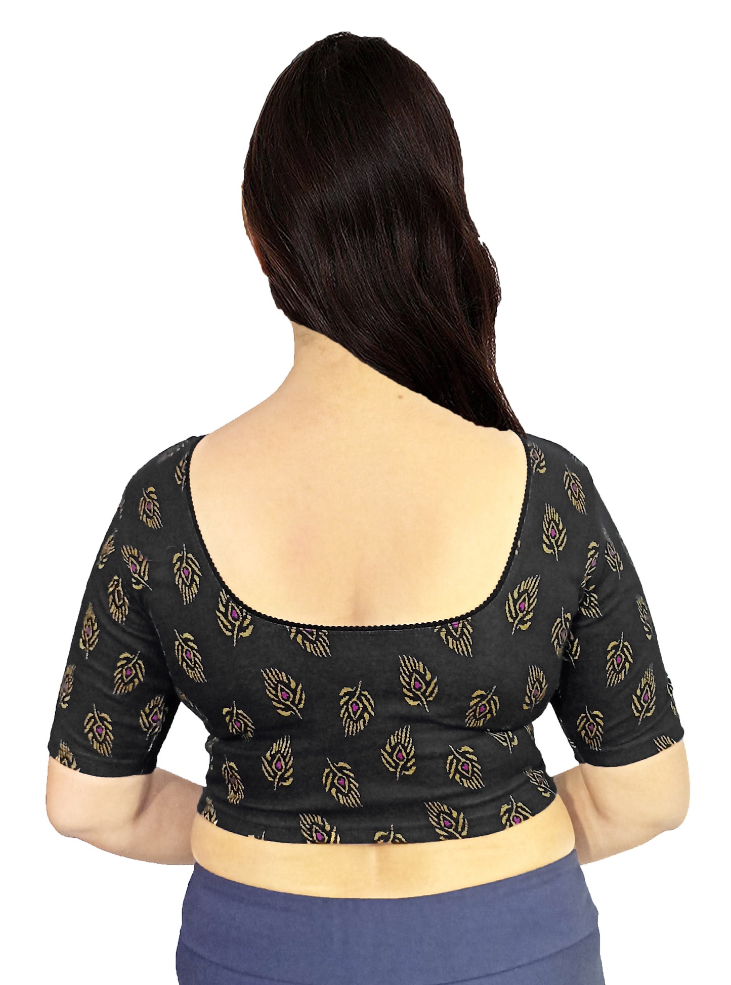 PU Fashion Jacquard Cotton Blouse – Readymade, Breathable & Stylish Woven Design