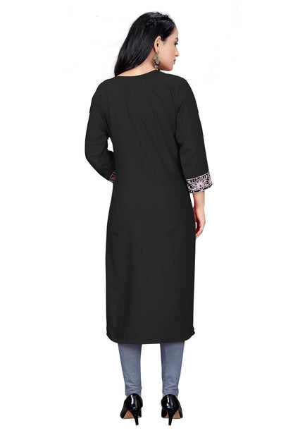 PU Fashion Chikankari Style Embroidered Long Kurti for Women | Elegant Straight Fit for Office & Festive Wear