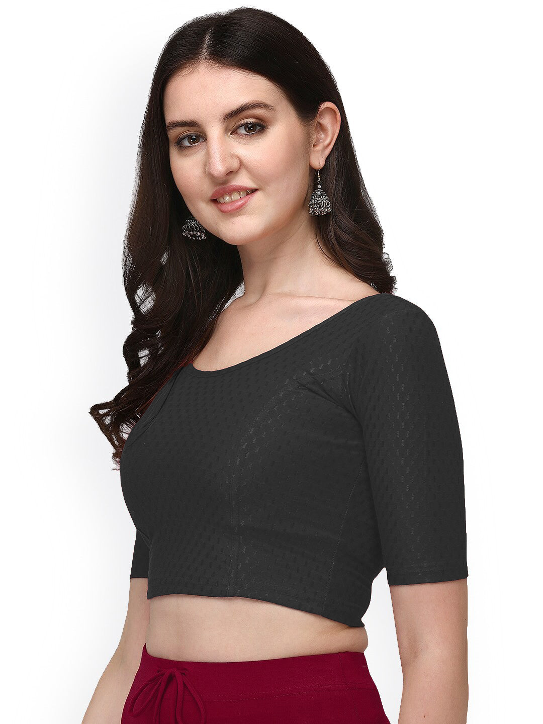 PU Fashion Cotton Stretchable Elbow Sleeve Saree Blouse – Soft & Stylish