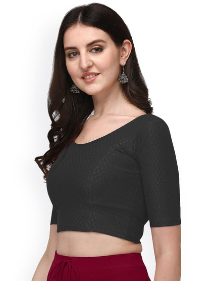 PU Fashion Cotton Stretchable Elbow Sleeve Saree Blouse – Soft & Stylish