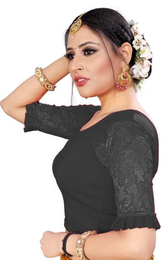 PU Fashion Pure Cotton Stretchable Saree Blouse – Breathable, Skin-Friendly, Full Sleeve