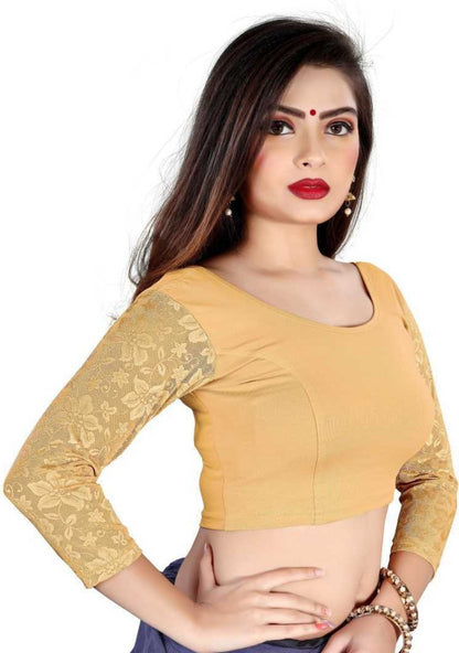 PU Fashion Stretchable Cotton Lycra Blouse – Readymade Long Sleeve Net Choli