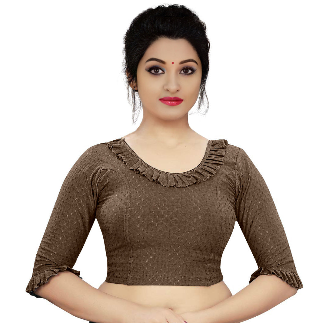 PU Fashion Frill Design Blouse – Stylish Stretchable Readymade Saree Blouse