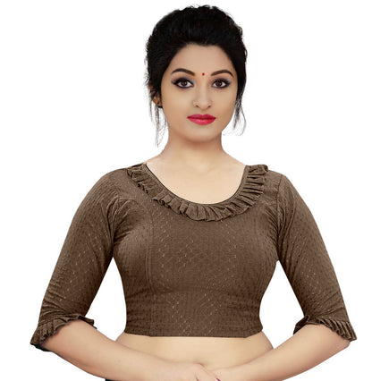 PU Fashion Frill Design Blouse – Stylish Stretchable Readymade Saree Blouse