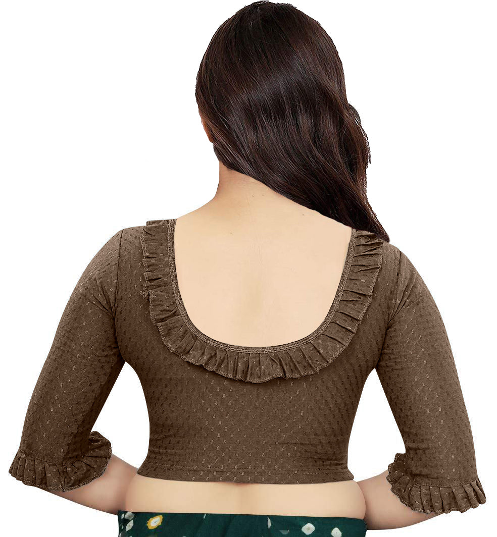 PU Fashion Frill Design Blouse – Stylish Stretchable Readymade Saree Blouse