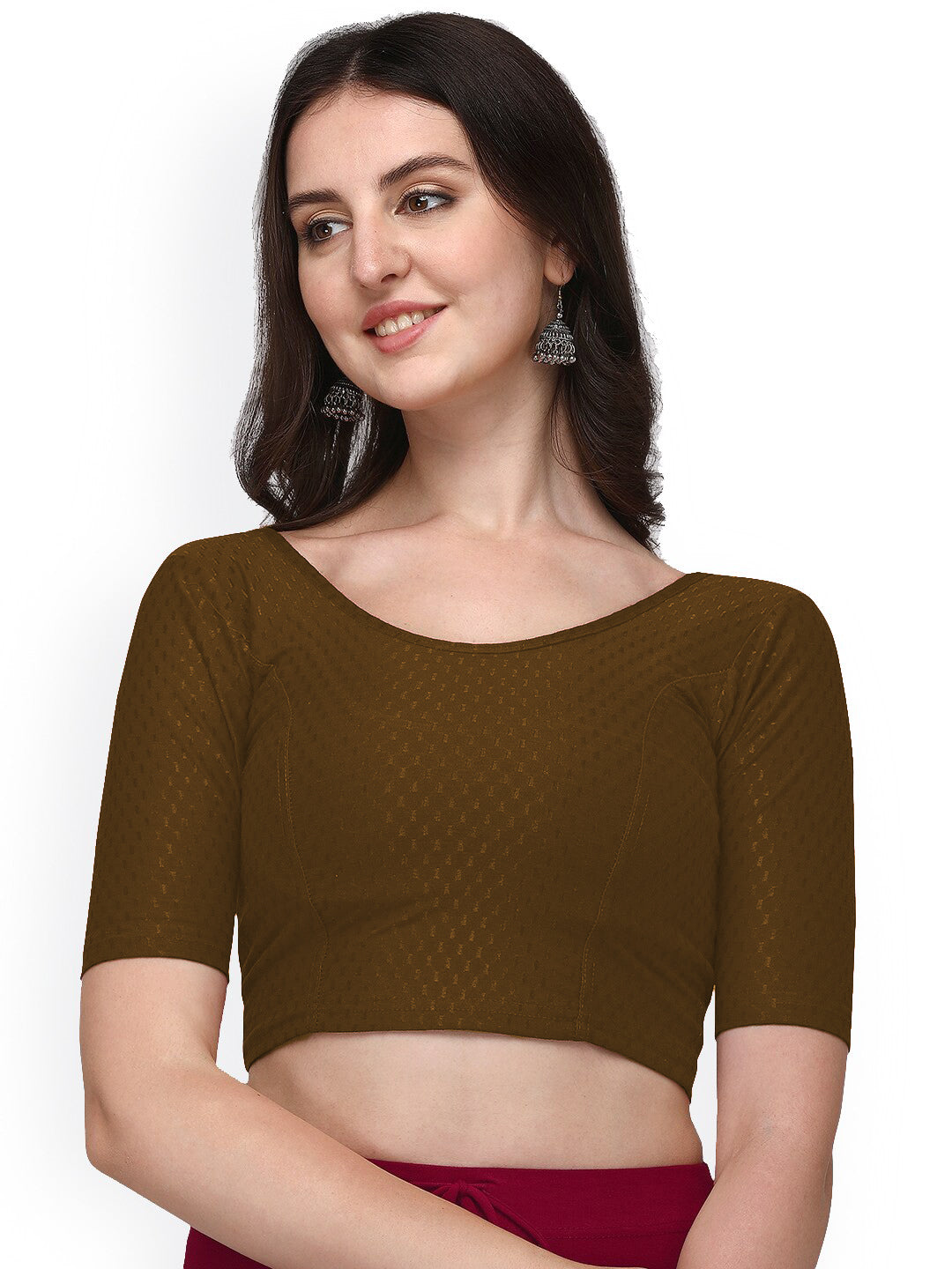 PU Fashion Cotton Stretchable Elbow Sleeve Saree Blouse – Soft & Stylish