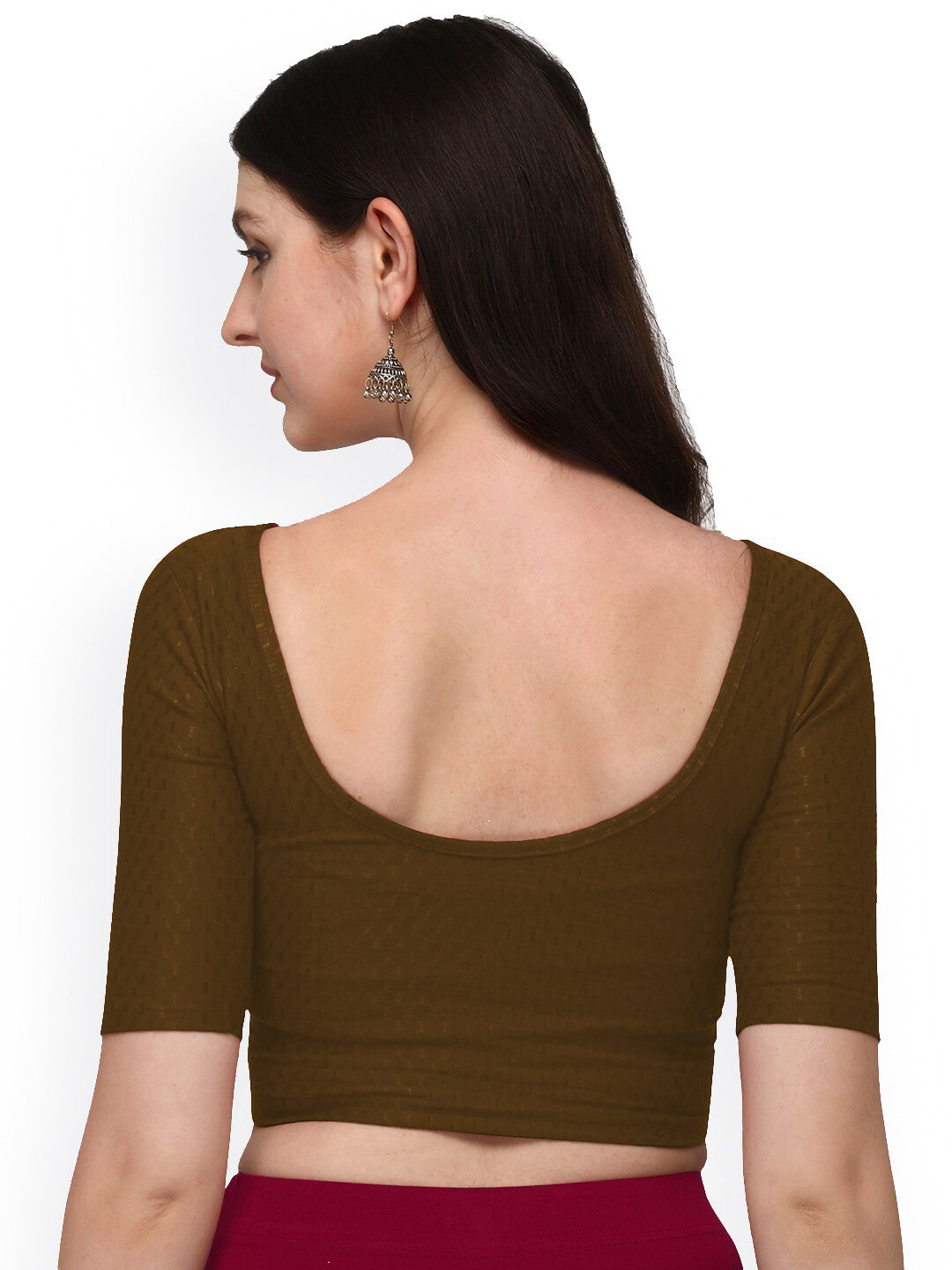 PU Fashion Cotton Stretchable Elbow Sleeve Saree Blouse – Soft & Stylish