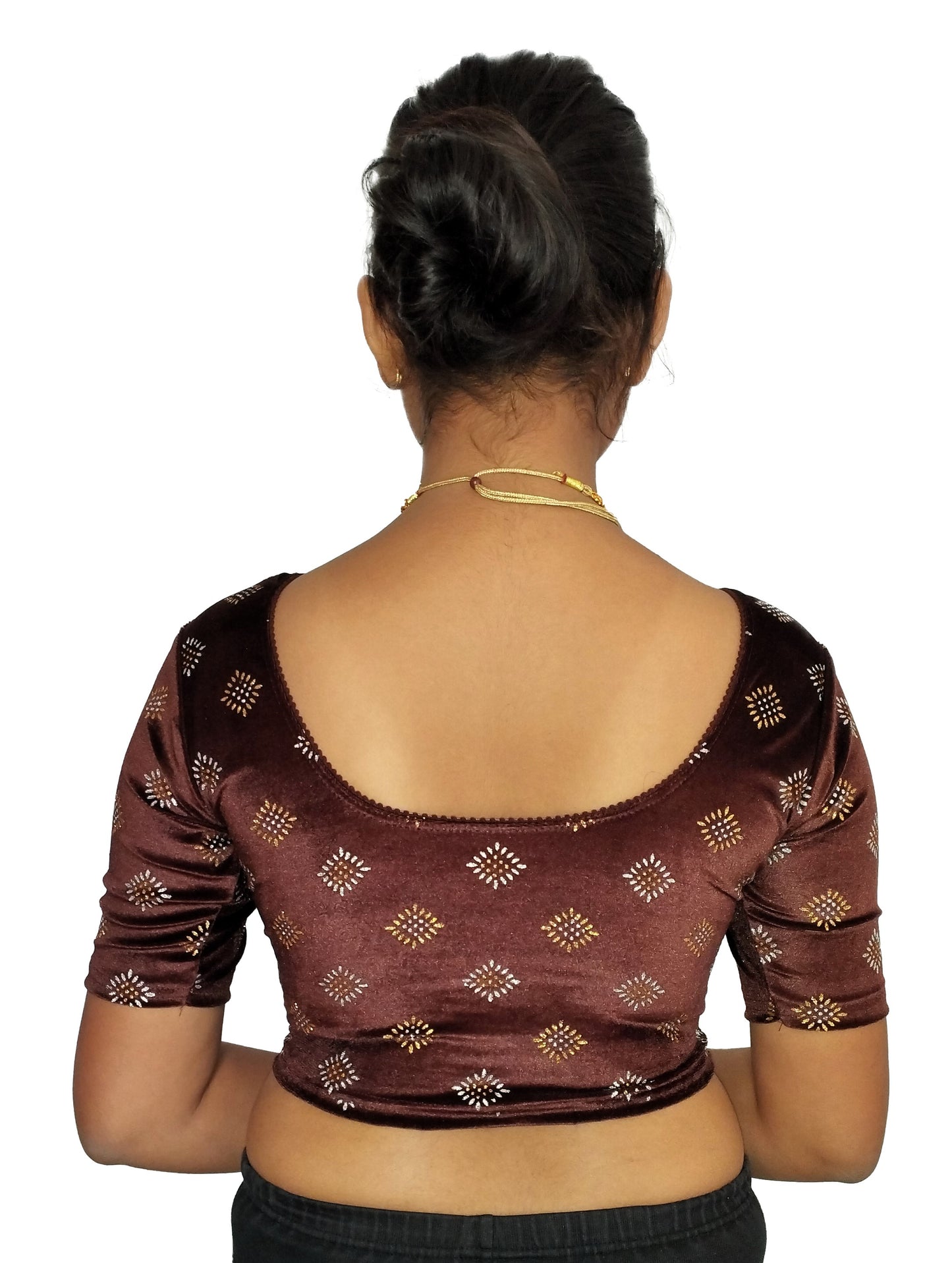 PU Fashion Stretchable Velvet Sequin Blouse for Saree, Lehenga, and Party Wear