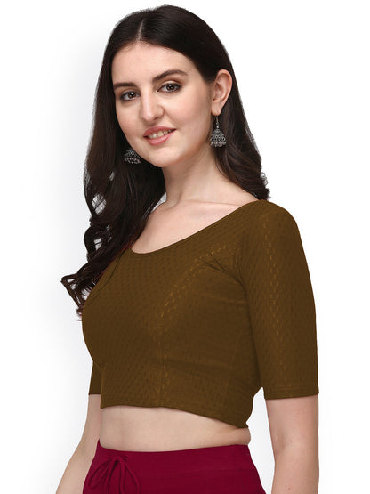 PU Fashion Cotton Stretchable Elbow Sleeve Saree Blouse – Soft & Stylish