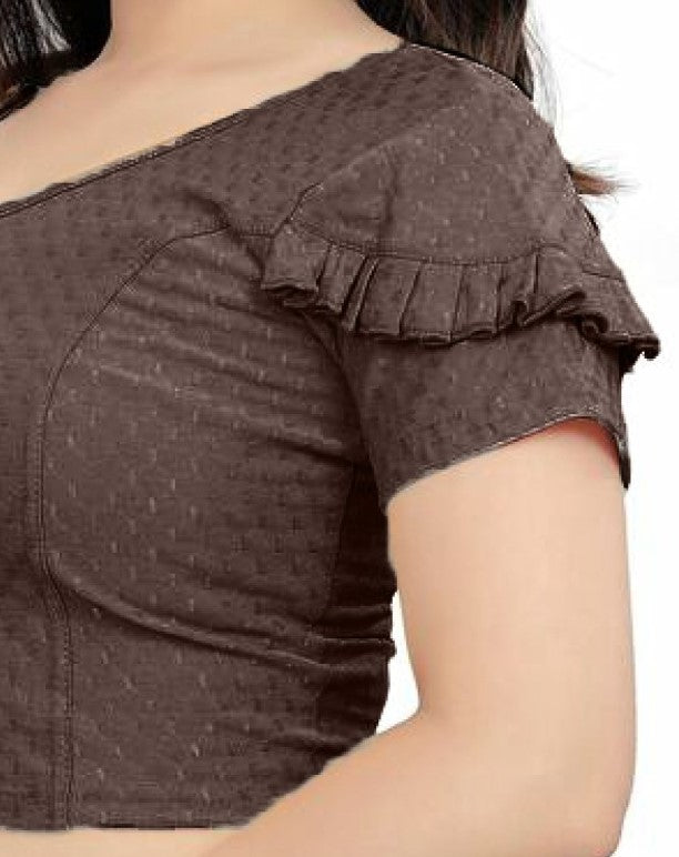 PU Fashion Fancy Frill Sleeve Blouse – Stylish Stretchable Readymade Saree Blouse