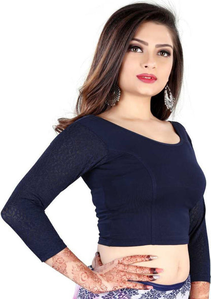 PU Fashion Stretchable Cotton Lycra Blouse – Readymade Long Sleeve Net Choli