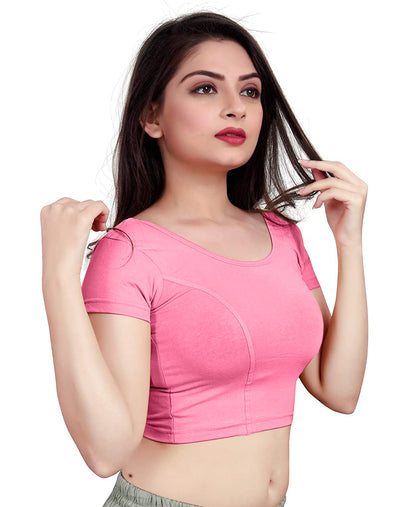 PU Fashion Stretchable Cotton Lycra Blouse – Short Sleeve Readymade Choli