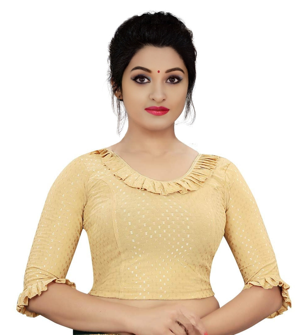 PU Fashion Frill Design Blouse – Stylish Stretchable Readymade Saree Blouse
