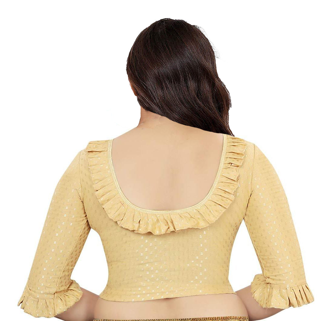 PU Fashion Frill Design Blouse – Stylish Stretchable Readymade Saree Blouse