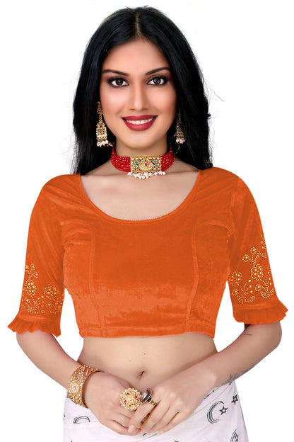 PU Fashion Stretchable Sequin Embroidery Blouse for Saree, Lehenga & Party Wear