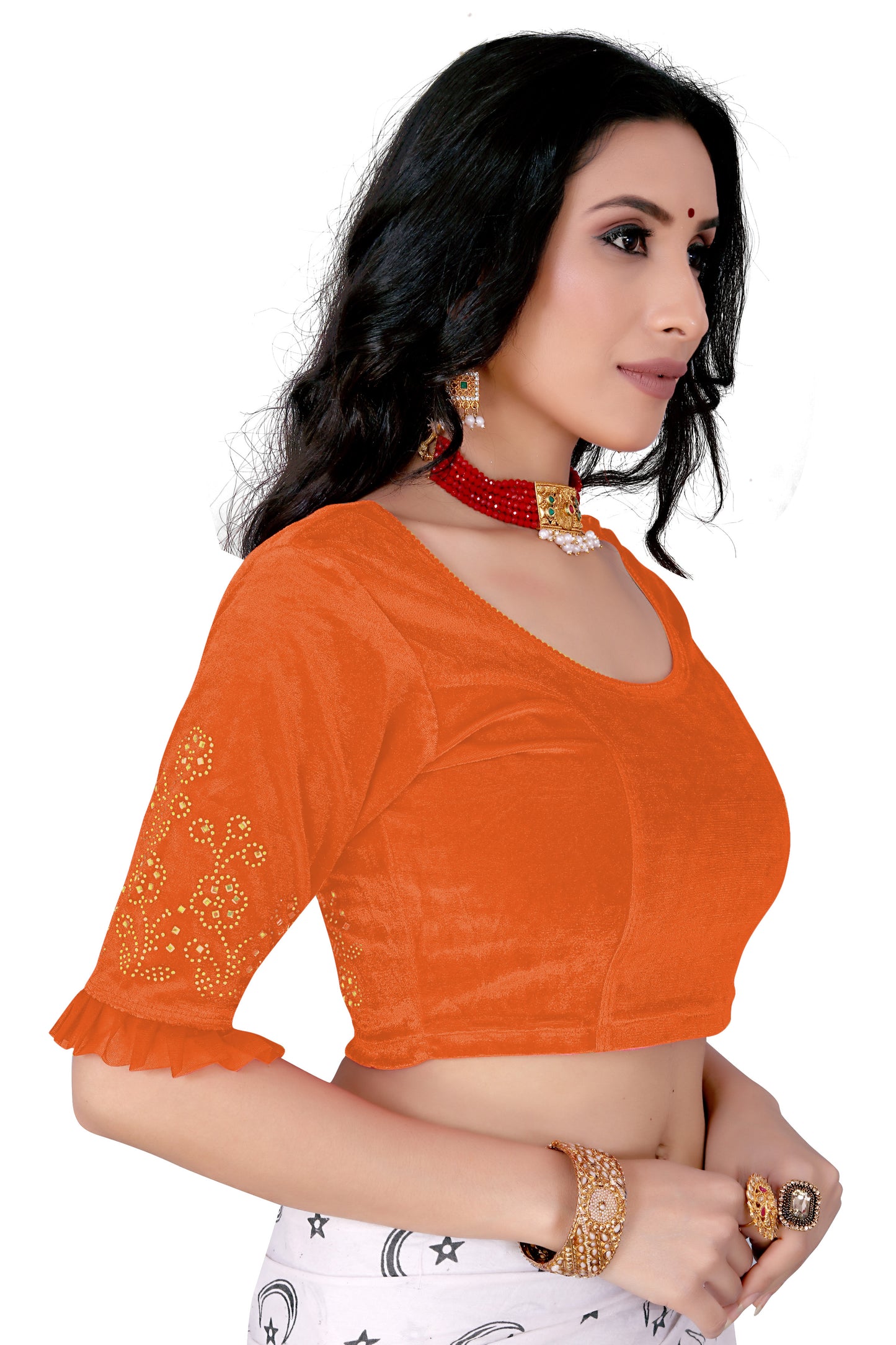 PU Fashion Stretchable Sequin Embroidery Blouse for Saree, Lehenga & Party Wear