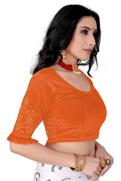 PU Fashion Stretchable Sequin Embroidery Blouse for Saree, Lehenga & Party Wear