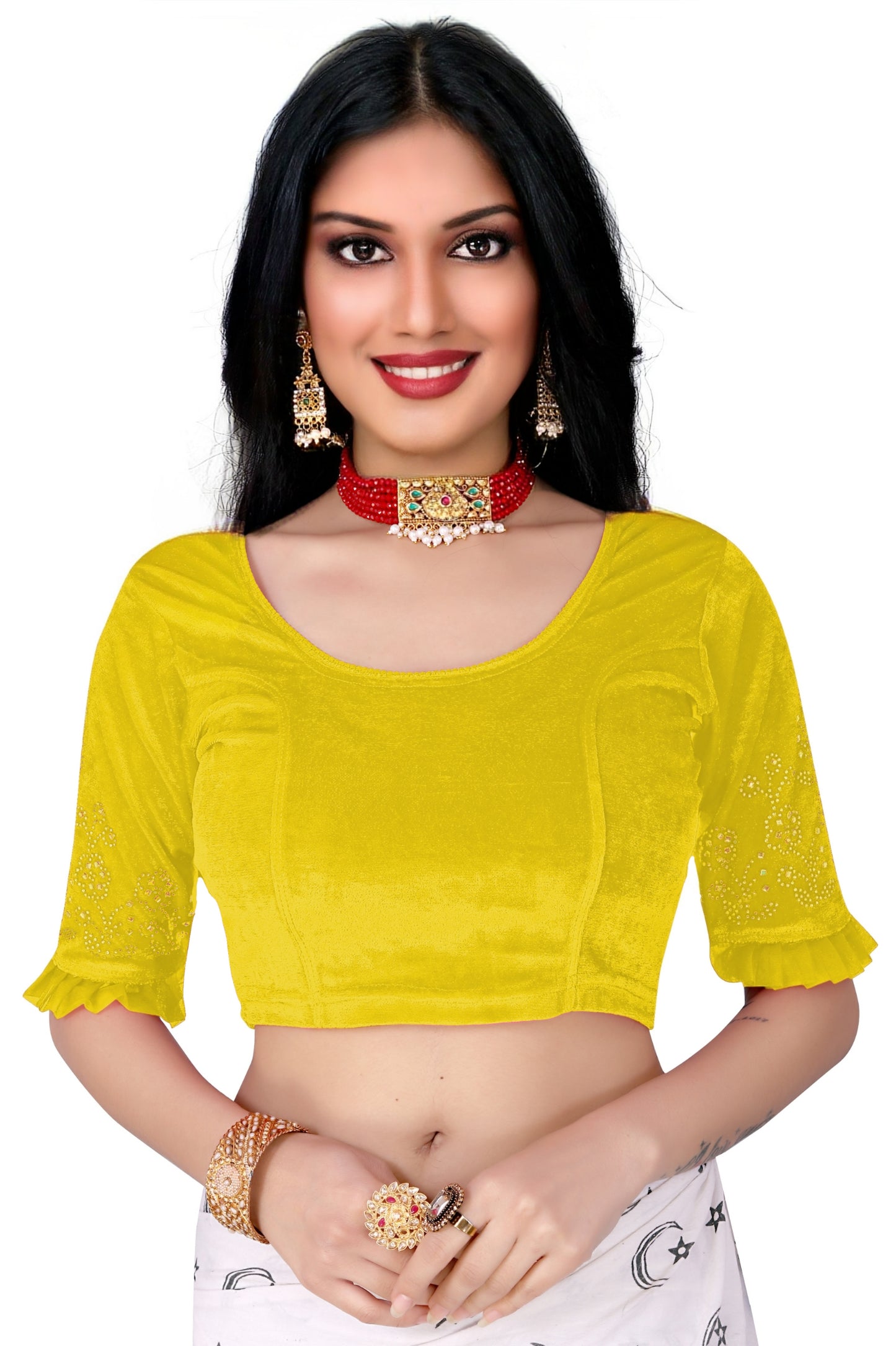 PU Fashion Stretchable Sequin Embroidery Blouse for Saree, Lehenga & Party Wear