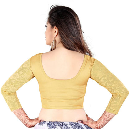 PU Fashion Cotton Stretchable Blouse – Round Neck, Full Sleeve, Readymade Crop Top