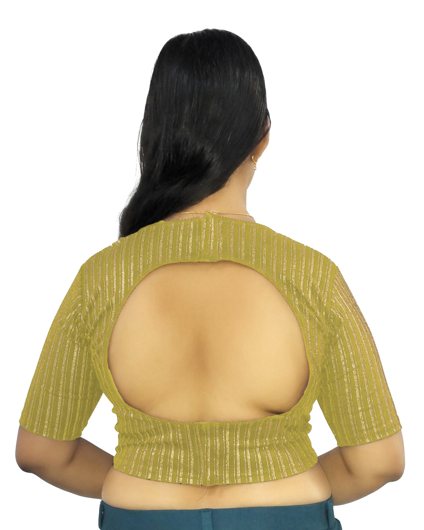 PU Fashion Jacquard Stretchable Saree Blouse | Back Hook & Katroi Design