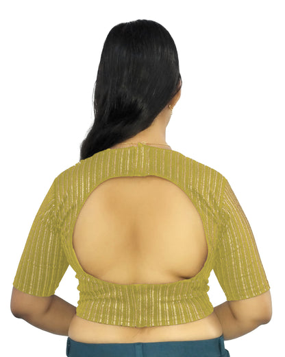 PU Fashion Jacquard Stretchable Saree Blouse | Back Hook & Katroi Design