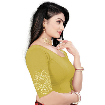 PU Fashion Readymade Lycra Blouse with Frill & Stone Work