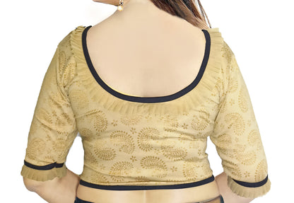 PU Fashion Designer Lycra Blouse – Elegant Paisley Print, Stretchable & Comfortable