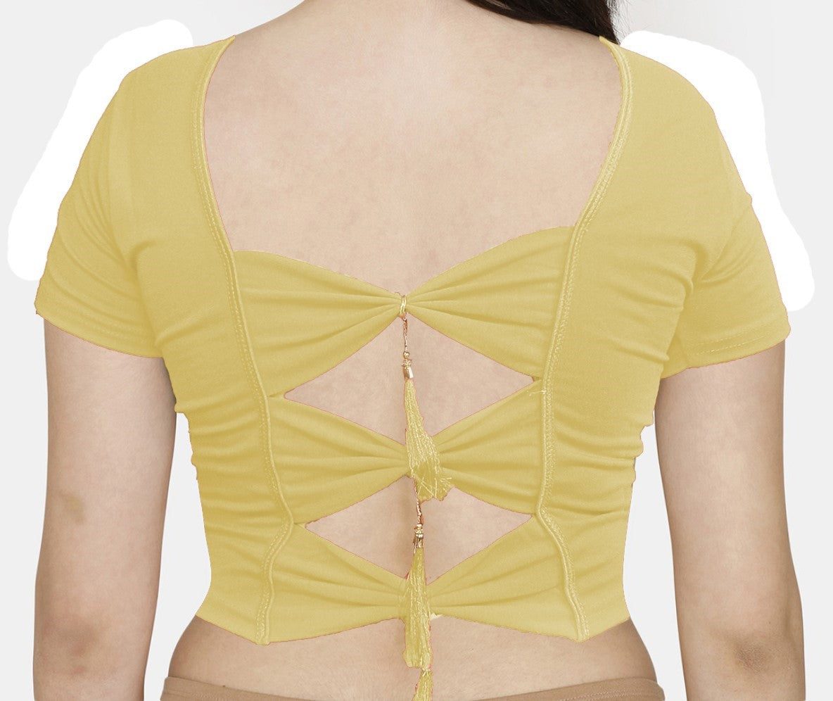 PU Fashion Backless Butterfly Blouse – Stylish Cotton Stretchable Saree Blouse