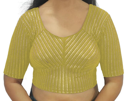 PU Fashion Jacquard Stretchable Saree Blouse | Back Hook & Katroi Design