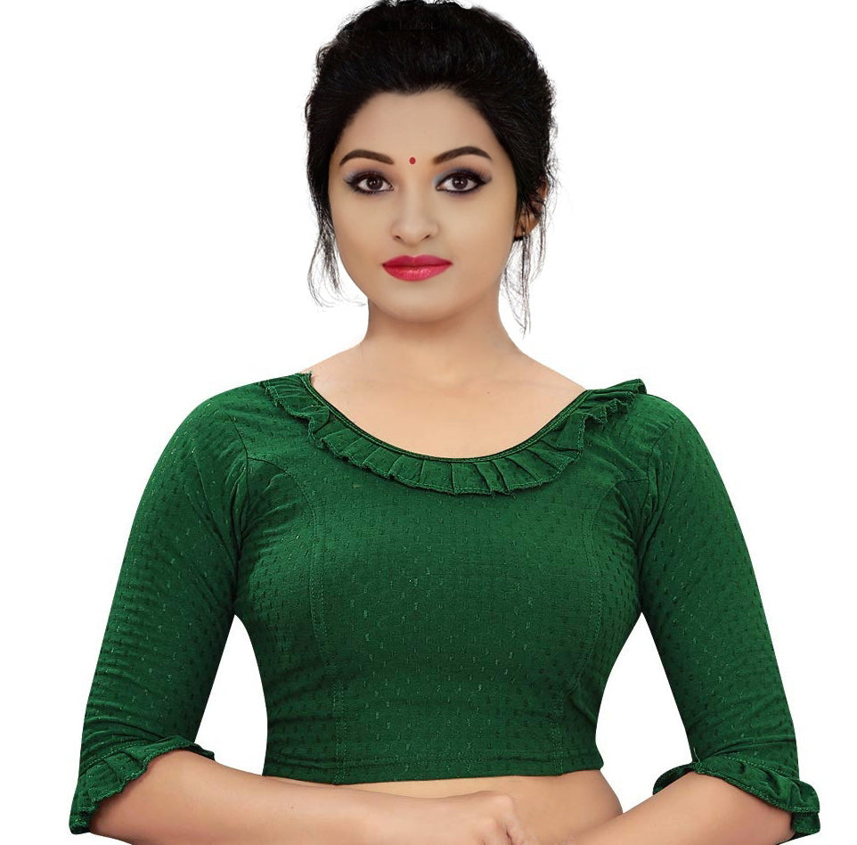 PU Fashion Frill Design Blouse – Stylish Stretchable Readymade Saree Blouse