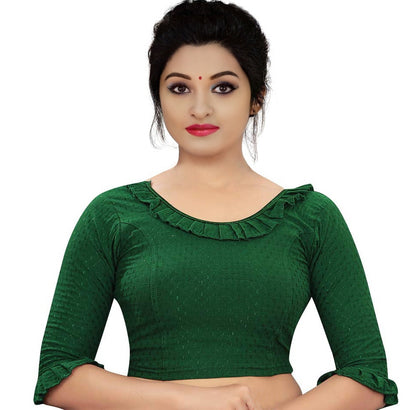 PU Fashion Frill Design Blouse – Stylish Stretchable Readymade Saree Blouse