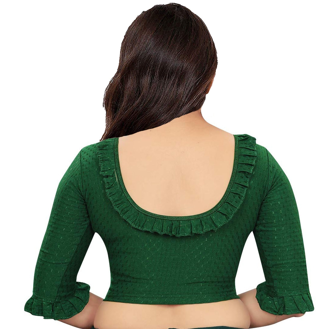 PU Fashion Frill Design Blouse – Stylish Stretchable Readymade Saree Blouse