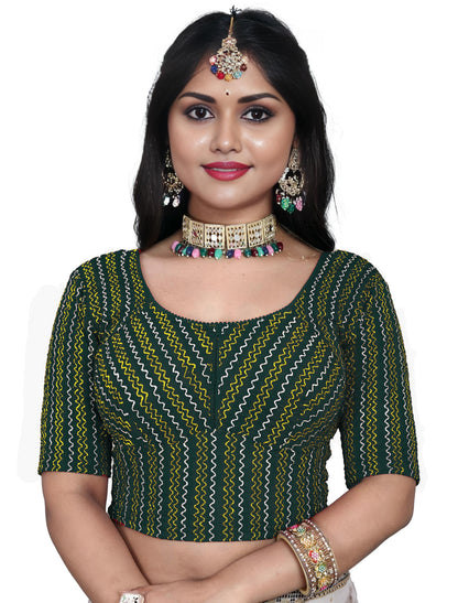 PU Fashion Designer Stretchable Embroidery Blouse for Saree & Lehenga